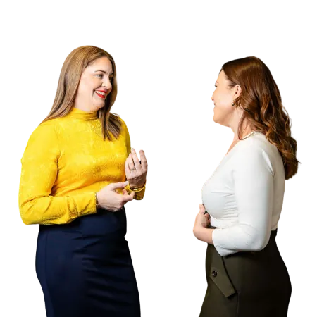 Donna speaking to a client